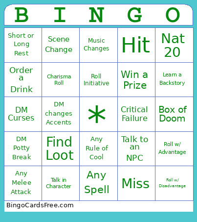 Dungeon2 Bingo Card