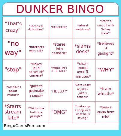 DUNKER Bingo Card