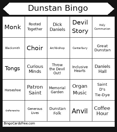 Dunstan Bingo Card