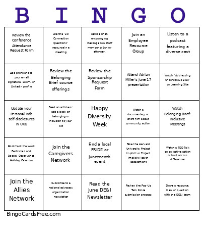 DW 2026 Bingo Card