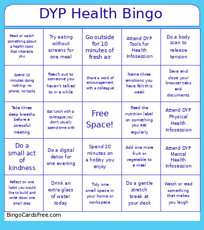 DYP Health Bingo Card