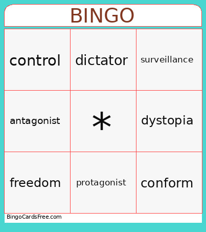 Dystopia Yr9 Bingo Card