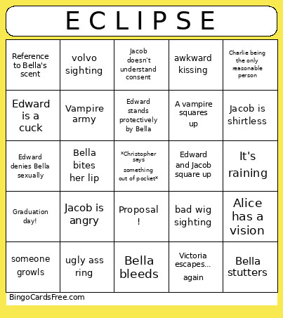 E C L I P S E Bingo Card