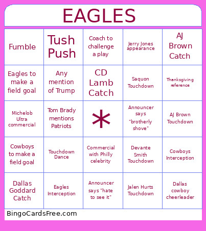 Eagles Bingo Card