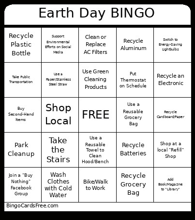 Earth Day Bingo Card