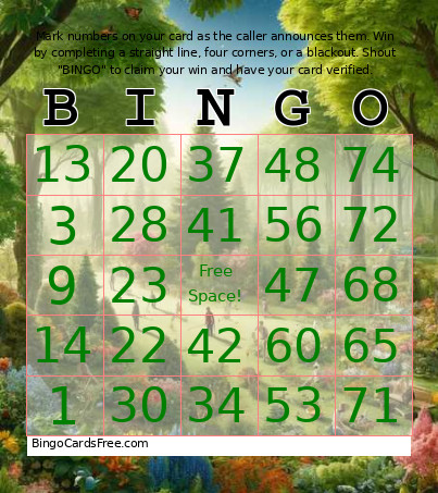 Earth Day Audio 1-75 Bingo Card