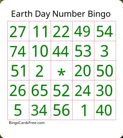 Earth Day Number Bingo Cards Free Pdf Printable Game, Title: Earth Day Number Bingo