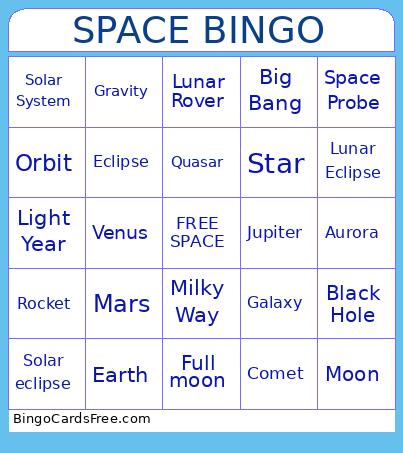 Earth Moon Sun Bingo Card