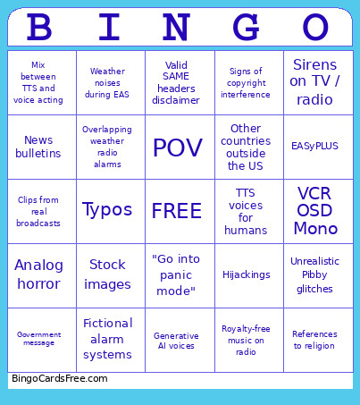 EAS Scenario Bingo Card