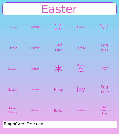 Easter Bingo Card