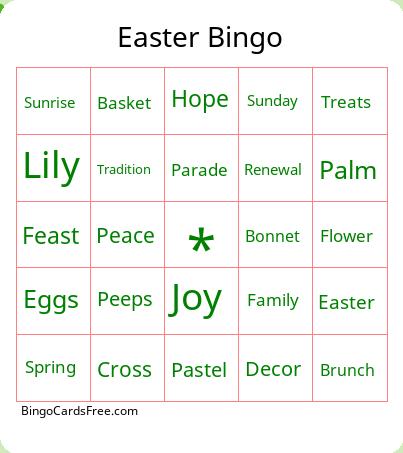 Easter Bingo Cards Free Pdf Printable Game, Title: Easter Bingo
