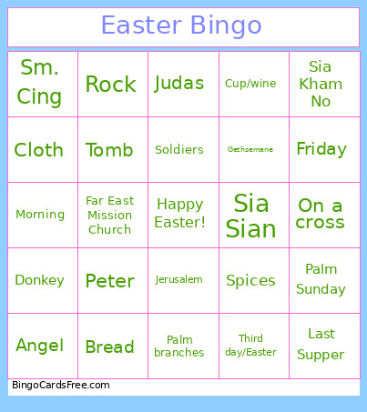 Easter Bingo Card