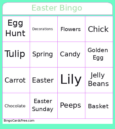 Easter Bingo Card 4