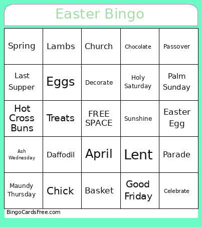 Easter Bingo Card