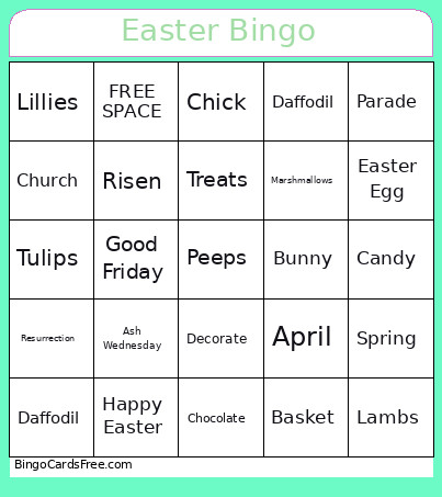 Easter Bingo Card