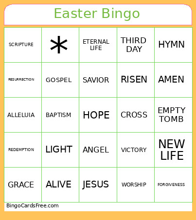 Easter Bingo Card