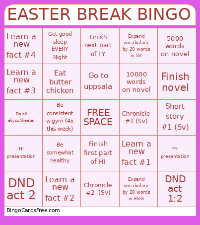EASTER BREAK Bingo Card