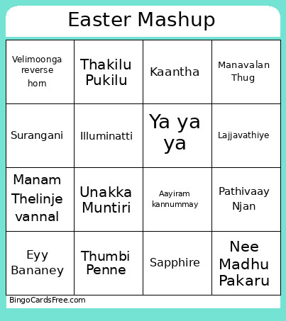 Easter Mashup 2026 Bingo Card