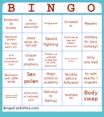 Easy FICS Bingo Card