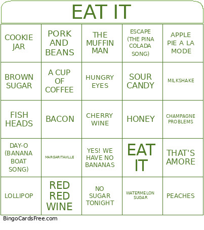 EAT IT Bingo Card