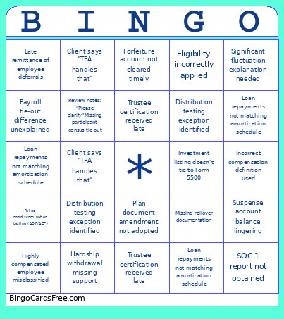 EB TEST Bingo Card