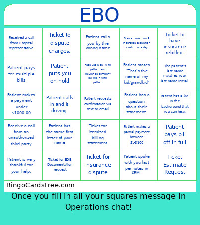 EBO!! Bingo Card
