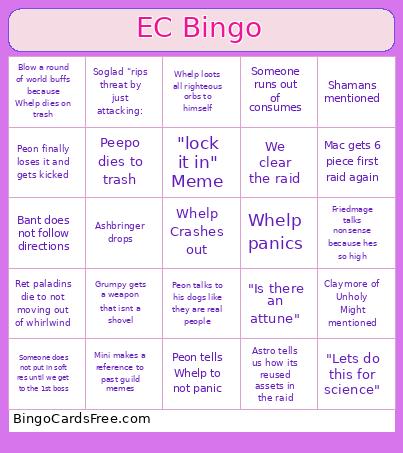 EC Bingo Card