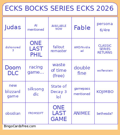 ECKS BOCKS SERIES ECKS 2026 Bingo Card
