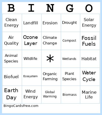 Ecology Bingo