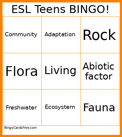 Ecosystem ! Bingo Card