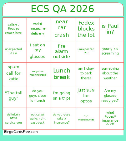 ECS QA 2026 Bingo Card