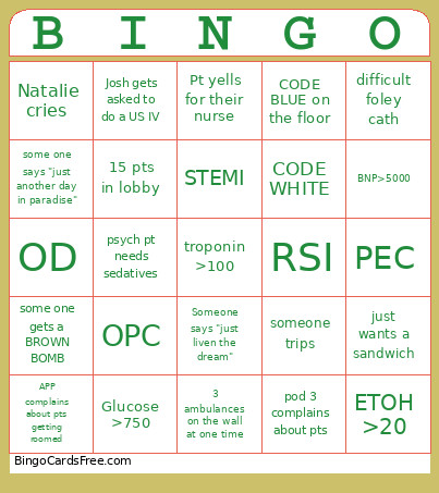 ED Bingo Card