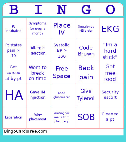 ED NURSES WEEK Bingo Card