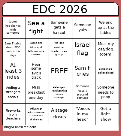 EDC 2026 Bingo Card