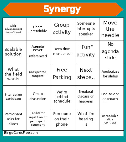 EDC Synergy Bingo Card