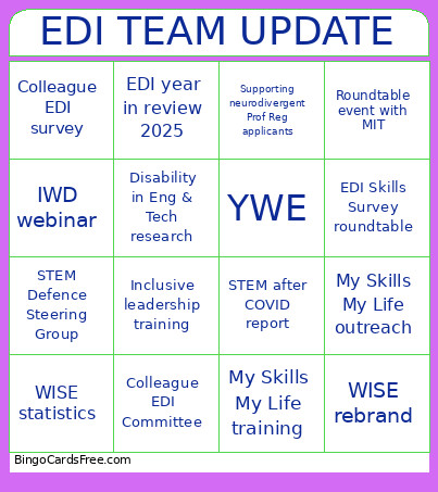 EDI TEAM UPDATE Bingo Card
