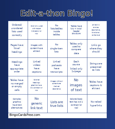 Edit-a-thon ! Bingo Card