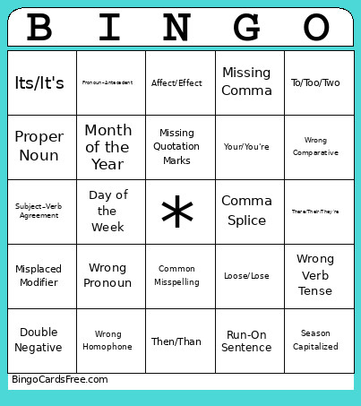 Editing Bingo Card