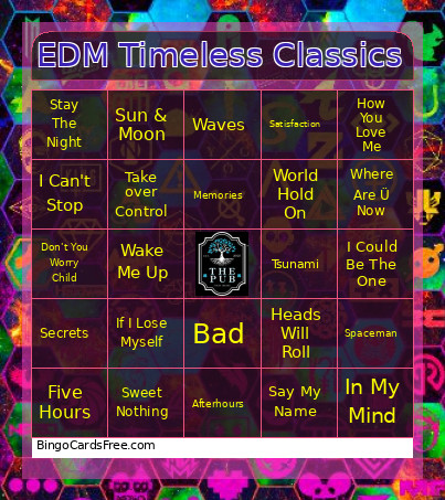 EDM Timeless Classics Bingo Card