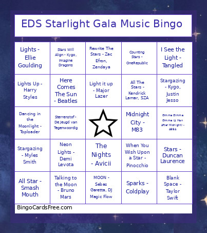 EDS Starlight Gala Music Bingo Card