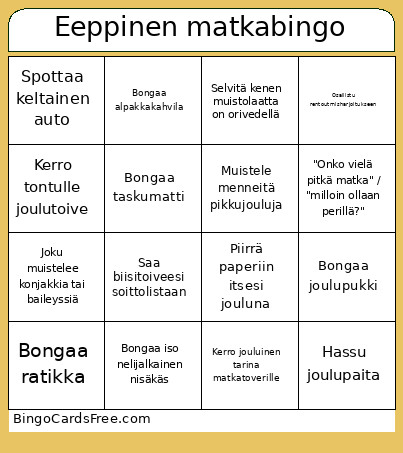 Eeppinen Matka Bingo Card
