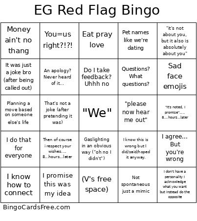 Eg Red Flag Bingo Card