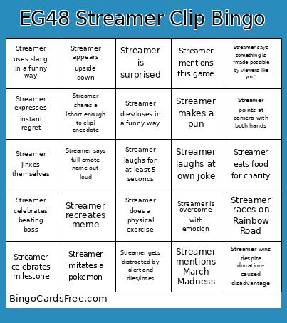 EG48 Streamer Clip Bingo Card