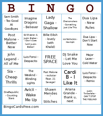 Ehaus Night Billion Streams Bingo Card