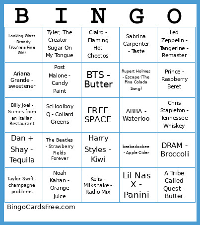 Ehaus Night Food/drink Round Bingo Card