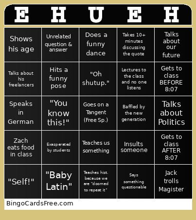 EHUEH! Bingo Card