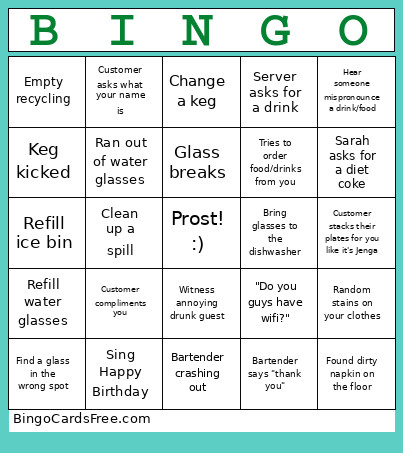 Ein, Zwei, Drei : Hostess Bingo Card