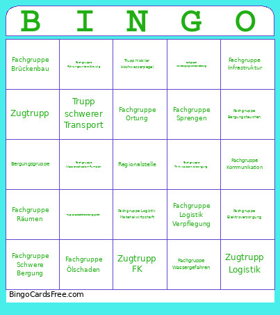 Einheiten Bingo Card