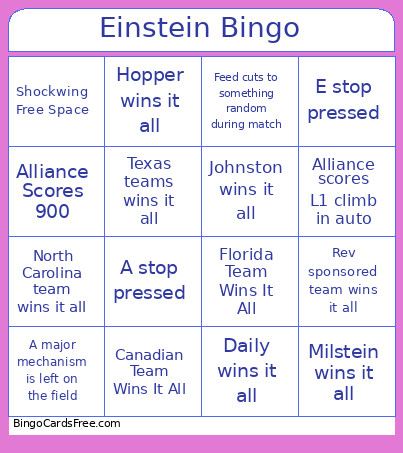 Einstein Bingo Card