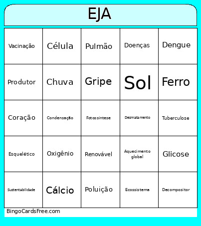 EJA (Colégio ) Bingo Card